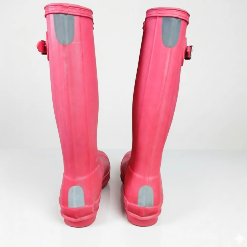 Hunter EU 36 US 4/5 Boots Pink Rubber Rainboots Winter Waterproof Reinforced